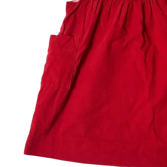 Vtg Embroidered Sleeveless Corduroy Jumper Dress Apple Tree House Girl Red 3T - Picture 3 of 8